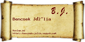 Bencsek Júlia névjegykártya